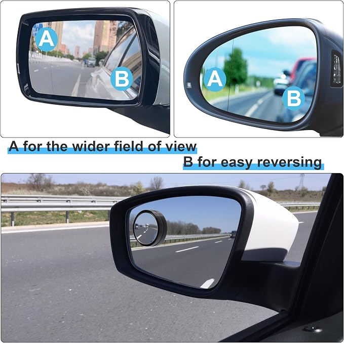 DF DUALFERV Blind Spot Mirror, 4PCS Suction Cup Type, 360° Adjustable ABS Anti-Collision Shell, HD Wear-Resistant Glass for SUV Truck Van Enhancing Driving Safety