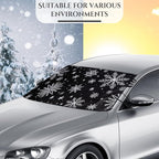 2 Pcs Windshield Cover for Ice and Snow 210T Silver Coated Waterproof Frost Cover 69 x 42 Inches All Seasons Windshield Protector with Elastic Straps Snowflake Winter Car Accessories for Cars