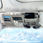 Car Sun Visor Organizer with Zipper Pocket, Auto Interior Accessories Pocket Organizer Car Truck Visor Storage Pouch Holder for Cards, Pens, Sunglasses and Document - Gray