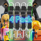 Car Headrest Hooks for Purse and Bags, 4 Pack | Adjustable Back Seat Hanger, Metal Heavy Duty, 100 lbs Capacity, Purse Holder