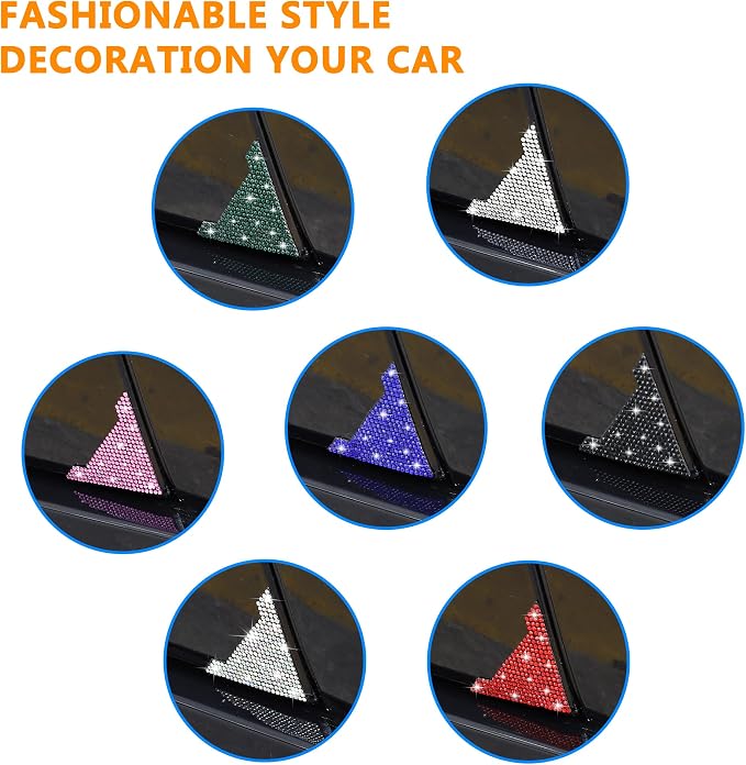 Rhinestone Anti-ScratchCar Edge Protector - 4pcs Bling Corner Bumper Sticker (Blue)
