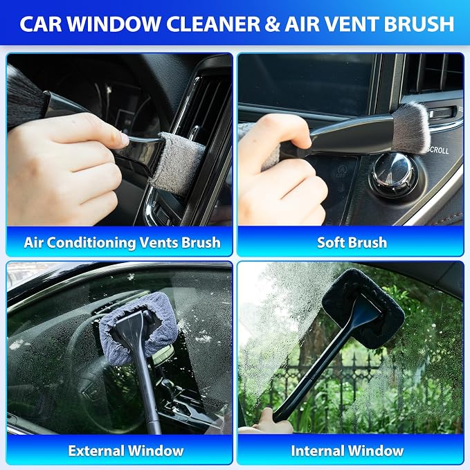 Car Cleaning Kit, Car Vacuum Kit, Gray Car Interior Detailing Kit with 8000PA High Power Vacuum, Including 7Pcs Detailing Brush Set and Bag