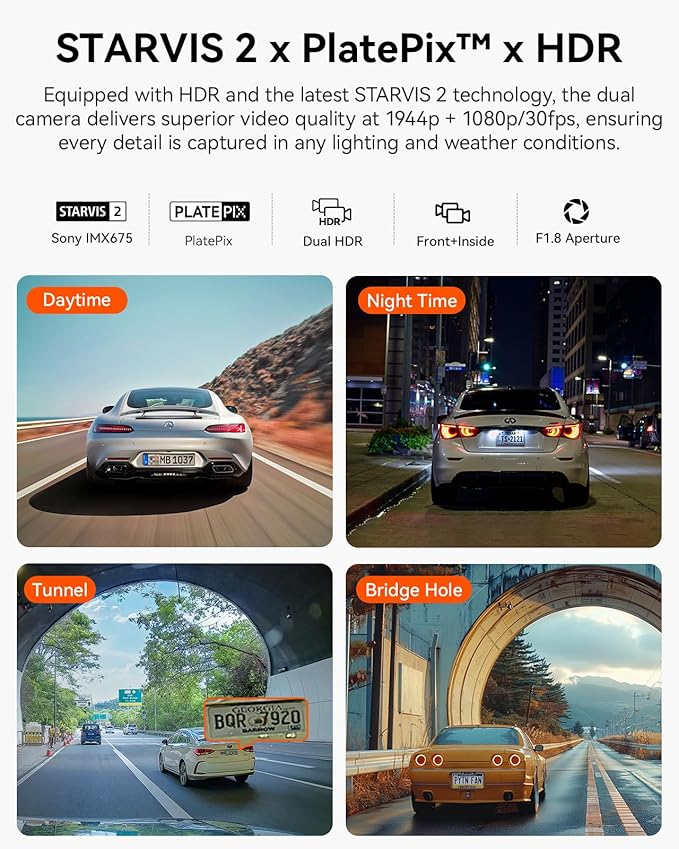 N2X 2.7K Dash Cam Front and Inside, 5G WiFi Dual Dash Camera for Car with HDR IR Night Vision, STARVIS 2, GPS, 2.5K/60FPS, G-Sensor, 24/7 Parking Mode, Voice Control, Support 512GB Max