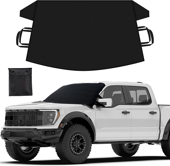Windshield Protector | Durable 600D Oxford Fabric | Waterproof Winter Car Cover for Pickup Truck, SUV & Mini Van | Essential Car Accessories | X-Large (74"x43")