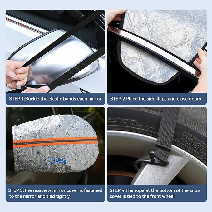 Thickened Car Windshield Cover for Ice and Snow,Sunshade. All-Weather Windproof Frost Protector to Save Morning Scrape Time, Fits Large SUVs & Pickup Trucks (70.86"x42.5"/Silver)