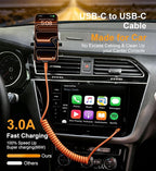 USB C to C Cable 6FT, 2Pack Coiled USB C Fast Charging Cable for CarPlay, iPhone USB-C Cable/Android Auto USB C Cord USB Type-C Cable for iPhone 17/16/15/Pro Max/Samsung Galaxy S26 S25 and More-Orange