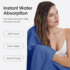 Microfiber Bath Towels, Large Bathroom Towel 2 Pack (30" x 60"), Oversized, Soft, Super Absorbent and Fast Drying, Multipurpose Use for Sport, Fitness, Yoga, Diamond Cross Grid Navy