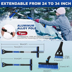 2Pack Ice Scrapers for Car Windshield, 2-in-1 Snow Scraper and Snow Brush for Car SUV Truck, Car Ice Windshield Scraper for Ice and Snow with 360° Pivoting Brush and Ergonomic Foam Grip Blue