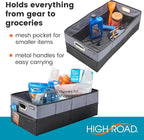 CargoCube Car Storage Bin - Leakproof Car Trunk Storage Organizer with Metal Handles and Front Mesh Pocket, 12x24 Inches - Single pack