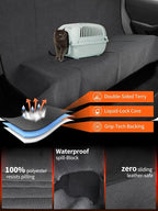Rear Bench Seat Cover, Waterproof, Sweatproof, Non-Slip Protector for Back Seat, Dual-Layer Microfiber Terry, Universal Fit for Cars, Trucks, SUVs – Embroidered Design (Gray, 1 Pack)