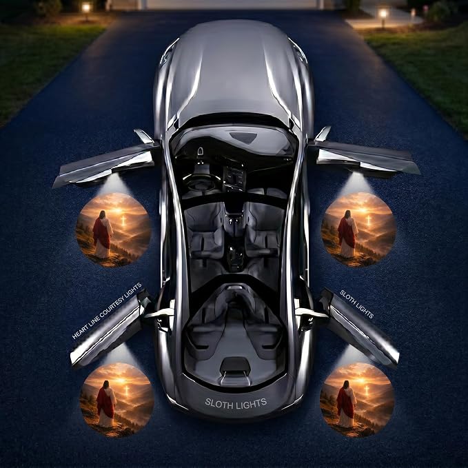 2PCS Faith Silhouette Car Door Lights Projector, Magnetic Logo Projector Door Lights, Wireless LED Welcome Puddle Light, Faith Car Accessories Decor, Gifts for Women Men, Fit All Vehicles