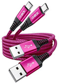 USB C Cable Fast Charging 10FT 2Pack, Long USB A to USB C Cable for Car, Durable Braided USB to USB Type C Cord iPhone USBC Charger for iPhone 17/16/15/Pro Max, Samsung Galaxy S23 and More-Rose