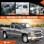 Rain Guards Fit for 1999-2006 Chevy Silverado/GMC Sierra 1500/2500/2500HD Extended Cab, Tape-On Extra Durable Side Window Sun Rain Guard 2006 Silverado/Sierra Visor Deflectors Black 4 PCS