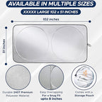 RV Windshield Sunshade | Reflective RV Windshield Cover for UV Rays & Heat Protection, Keeps Your RV Motorhome Cool | Shades for RV Fits RVs, Trucks, Motorhomes, Buses | XXXXX-Large 102"x51"