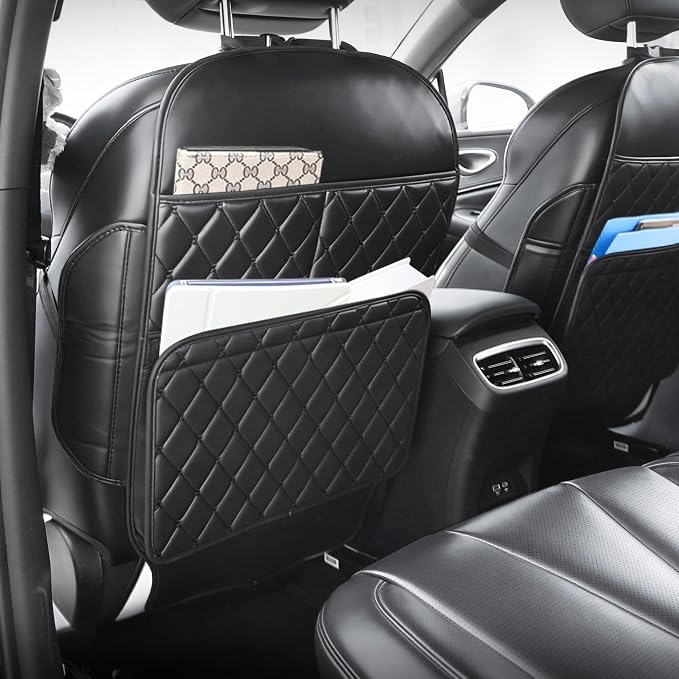 2 Pack Seat Back Protector, Kick Mats Back Seat Protector for Kids Feet Car Seat with Car Back Seat Organizer, Seat Back Protector Cover for Back of Front Seats - Protect against dirt and scuffs