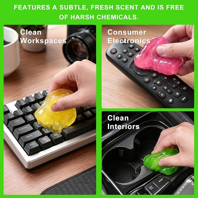 Car Cleaning Gels, Reusable Dashboard Dust Removal Slime Auto Detail Cleaner, Universal Cleaning Putty Air Vent Dusting Mud Fits for Vehicles Keyboards Laptops Keys (Blue)