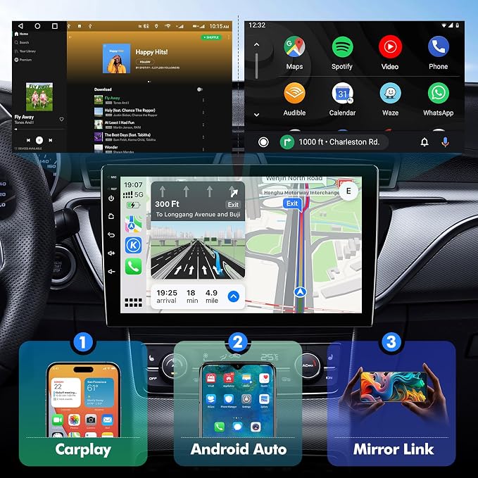 Android 13 Car Radio for 2+32G Dodge RAM 1500/2500/3500 2013-2018 9'' 1280*720 Touchscreen Car Stereo with Carplay Android Auto Backup Camera Mirror Link GPS Navigation WiFi 6 Bluetooth 5.4(Manual AC)