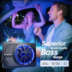 10" Upgrade 800W Slim Under Seat Powered Car Subwoofer, Car/Truck Audio Sub Built in Amplifier amp Combo, with Blue LED Light (RGB LED Subwoofer+Installation Wire Kit)