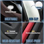 14 inch Brown Suede D Shaped Steering Wheel Cover, Breathable Non-Slip Sweat-Proof Wear-Resistant No Pilling, Warm in Winter and Cool in Summer