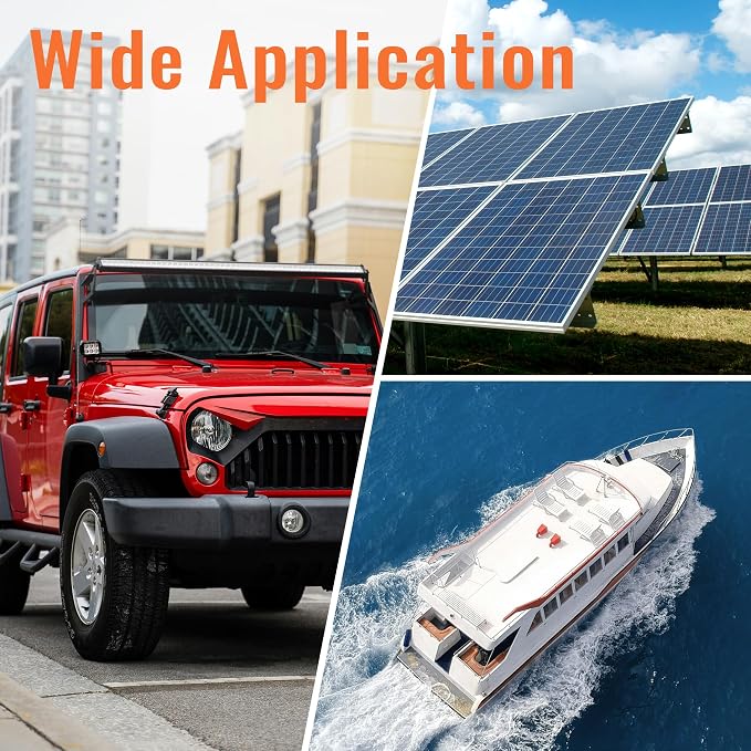 400A Bus Bar 12V Power Distribution Block with 4 x 3/8" Studs 12 Volt Marine Copper Battery Busbar Terminal Block for Car, Boat, Automotive, RV, Solar Wiring - Negative&Positive