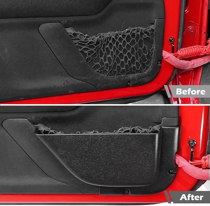 for Wrangler JK Front Door Pockets Storage for Jeep Wrangler JK JKU Sport X Sahara Rubicon 2011-2017 Black Accessories 2pcs