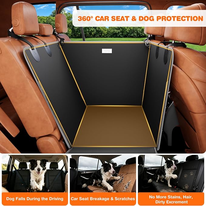 Half Dog Car Seat Cover for Back Seat - Waterproof Dog Half Hammock for Cars,Scratchproof Pet Backseat Protector,Perdurable,Non-Slip Booster Seat for Small,Medium and Large Dogs