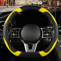 Black Yellow Microfiber Leather D Shaped Steering Wheel Cover | Breathable Anti Slip Grip Cool Sporty Look Glow for Women Men
