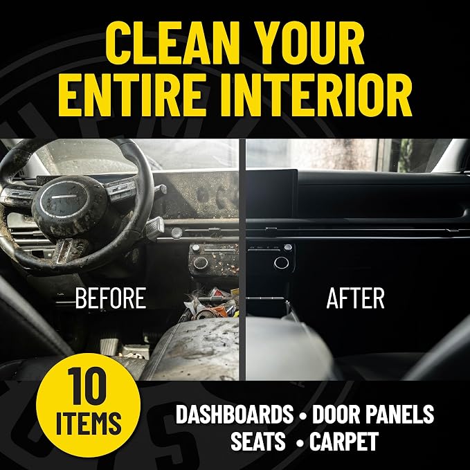 Interior Cleaning Kit with Storage Bag Total Interior Cleaner Microfiber Towels Detailing Brushes and Sticky Gel Giftable Car Care Set - 10 Items