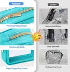 Clear Makeup Bag - TSA Approved Toiletry Bag for Carry-on & Checked Luggage, Water Resistant Car Storage Organizer with Reinforced Seams
