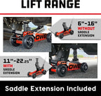 Powerbuilt 1.5 Ton Big Wheel Off Road Jack, Vehicle Lift for Trucks, SUVs, ATVs Offroad Vehicles, Oversized Wheels for Rugged Terrain, 3000 LB Capacity, Orange 620704ECE
