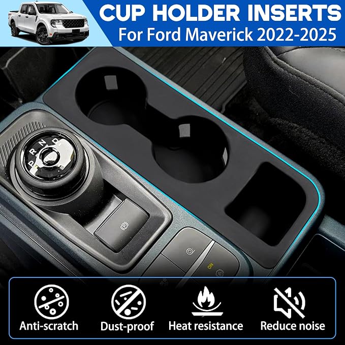 Cup Holder for Ford Maverick 2026 2025 2024 2023 2022 Center Console Cup Holder Insert Middle Console Silicone Drink Holder Organizer Waterproof Non-Slip Interior Decoration for Maverick Accessories