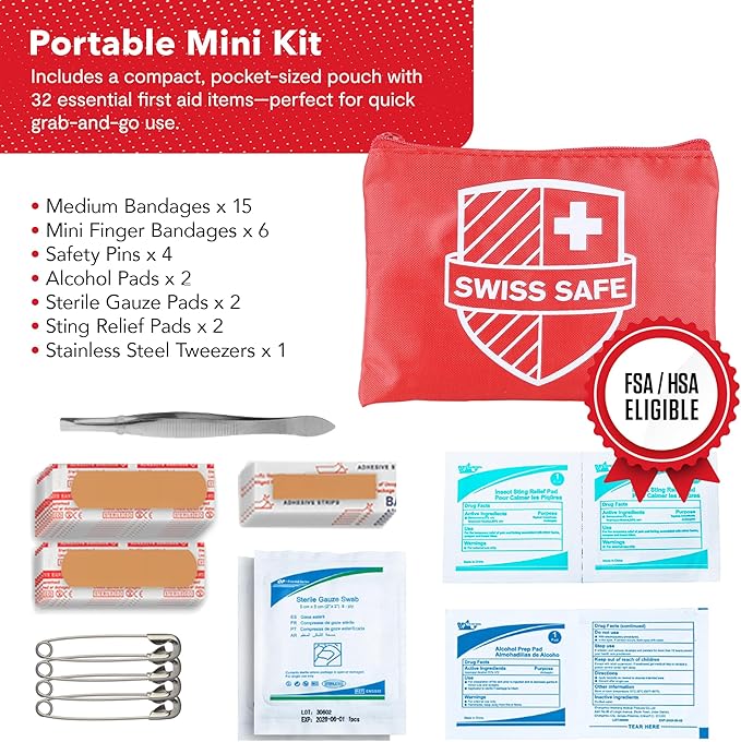 2-in-1 First Aid Kit for Car, Travel and Home, 348 Pieces, Large Hardcase with Bonus Mini Kit for Medical Emergency, Survival and Camping