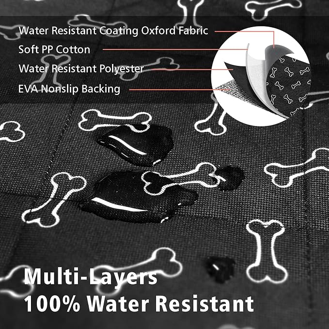 SUV Cargo Liner for Dogs, Water Resistant Pet Cargo Cover Dog Seat Cover Mat for SUVs Sedans Vans with Bumper Flap Protector, Non-Slip, Large Size Universal Fit, Bone