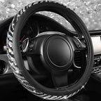 Bling Diamond Leather Steering Wheel Cover, with Bling Sparkly Crystal Glitter Rhinestone Universal Fit 14" 1/2-15" Car Wheel Protector Fit for Women Girl SUV,Vans,Sedans,Trucks, Zebra Print