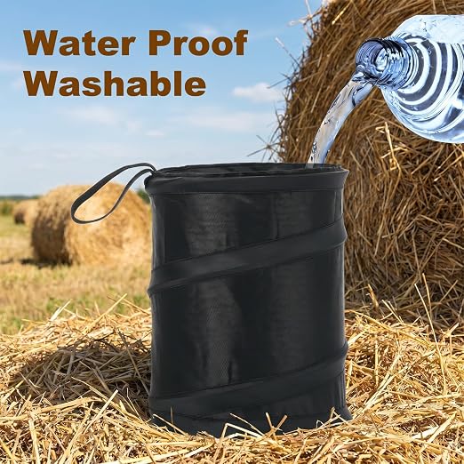 2 Pack Car Trash Can, Foldable Washable Mini Pop-Up Garbage Can | Leakproof Pop-Up Trash Can with Hanging Loop, Portable Waterproof Car Garbage Bin for Automotive Camp Office Travel(1 Gallon)