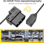 OBD Constant Power Cable,OBD II Power Adapter with Two USB Ports for Dashcam,24/7 Power Supply Mode/Low Voltage Protection,Vehicle OBD 5V 3A Port Charger Cable Compatible with Gar‘min Dash Cam