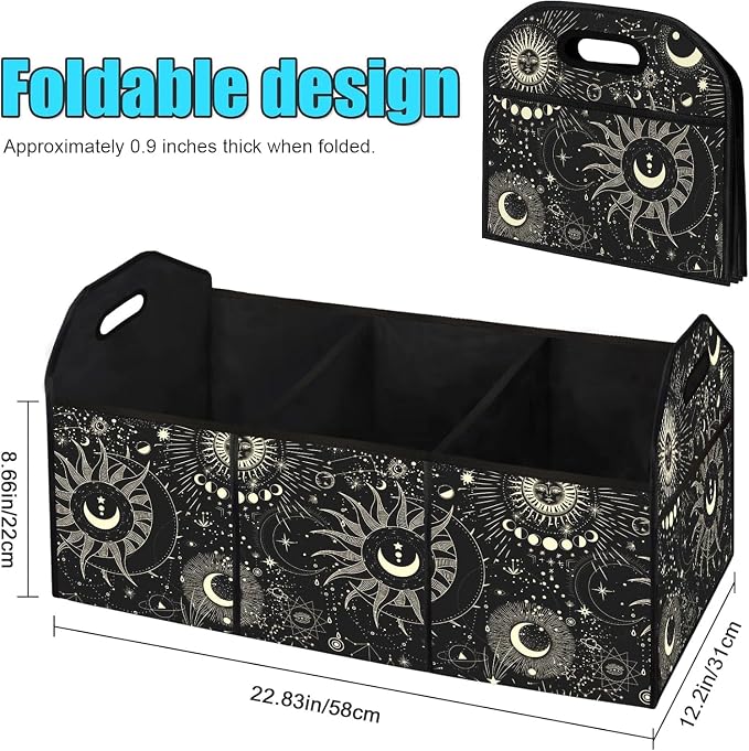 Sun Moon Stars Collapsible Trunk Organizer Automotive Storage Car Multicompartment Large Capacity