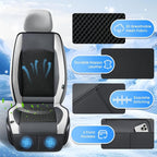 Upgraded Cooling Car Seat Cover Front Seat with Blowing&Suction, 12V-24V Ventilated Car Seat Cushion with 2 Turbo Fans, 3-Speed Adjustable Universal Fit Breathable Car Cushion for Summer Driving-Gray