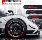 PROTECTiQ PRO Universal Rim Protection Trim - Curb Rash Guard with Award-Winning Patented Design and Premium 3M Tape - Fits Up to 4X 24 Wheels, Cars, Trucks, SUVs - Red