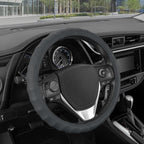 Genuine Gray Leather Steering Wheel Cover for Car, Large 15.5-16 inch – Ergonomic Comfort Grip for Men & Women, Car Steering Wheel Cover for Vehicles with Large Steering Wheels