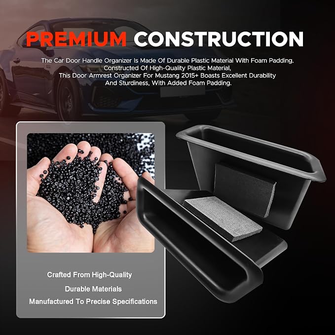 Front Row Door Side Storage Box Handle Tray Interior Accessories Compatible with Ford Mustang 2015-2023(2pcs)