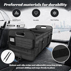 Car Trunk Organizer for SUV - 105L Collapsible Tactical MOLLE Car Storage with Reinforced Handles & Multiple Pockets, Sturdy Trunk Organizers for Groceries, Tools & Outdoor Storage (Black)