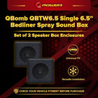 QBomb QBTW6.5 Single 6.50 Inch Heavy Duty MDF Material Car Audio Speaker Enclosure Boxes with Bedliner Spray Coating Finish, 2 Pack