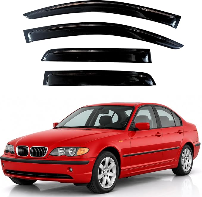 KPY Rain Guards Fit for 1999–2004 BMW 3 Series Sedan, Out-Channel Window Visors Vent Wind Deflectors 4PC, Car Accessories for 99–04 BMW 3 Series Sedan
