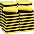 30 Pcs Edgeless Microfiber Plush Towels for Cars Detailing Drying Wash Polishing Absorbent Cleaning Cloths, 500 GSM (16 x 16 Inch,Black,Yellow)