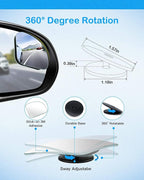 2pcs Fan Shaped Blind Spot Mirror, 360 Degree Adjustabe HD Glass Blind Spot Mirrors, Frameless Convex Rear View Mirror, for any Car, Van, Suv and Trucks.