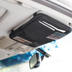 Car Visor Organizer – Non-Sag Adjustable Straps – Nylon Sun Visor Storage Pouch with Card Holders, Pen Slots & Mesh Pockets – Universal Fit for Most Cars, Trucks & SUVs | Non-Sag Design