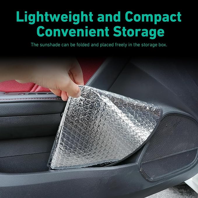 Car Steering Wheel Cover Sun Shade, 18" Anti-Heat Steering Wheel Sun Block, Aluminum Foil Steering Wheel Sun Shade Cover, Car Sunshade Accessories, Universal for Most Vehicle, RV, Truck