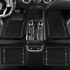 14 PCS Bling Diamond Car Accessories Set for Women, Leather Seat Covers Front Seats Sparkly Rhinestone 15'' Steering Wheel Covers Shining Diamond Car Floor Mats Cute Interior Sets, Silver