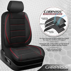 Air Mesh Leather Car Seat Covers Front Seats, Breathable Two Front Seat Covers for Cars, Comfortable Universal Fit for SUV Truck Sedan Automotive, Anti-Slip Airbag Compatible,Black and Red